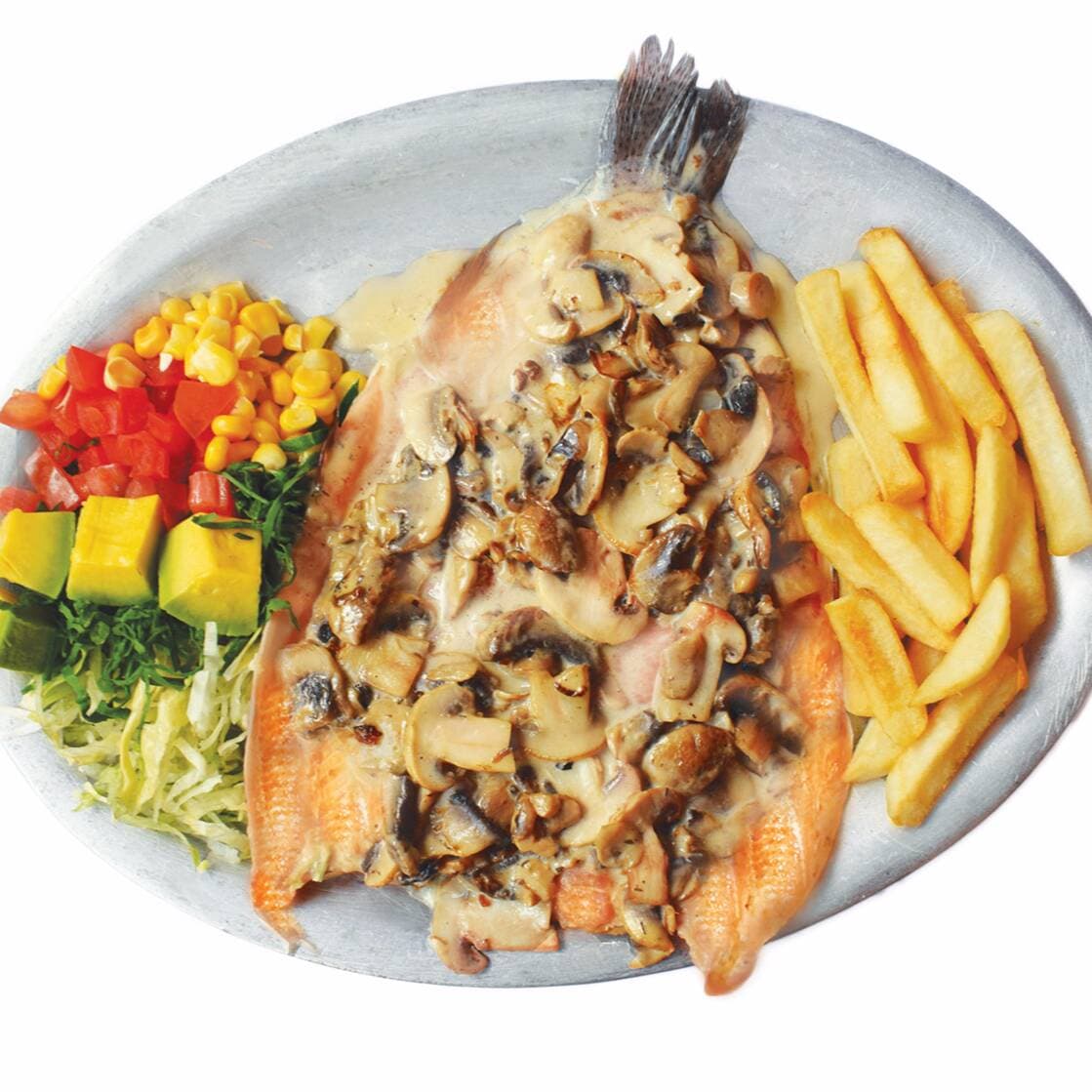 Trucha a la Plancha con Salsa de Champiñones