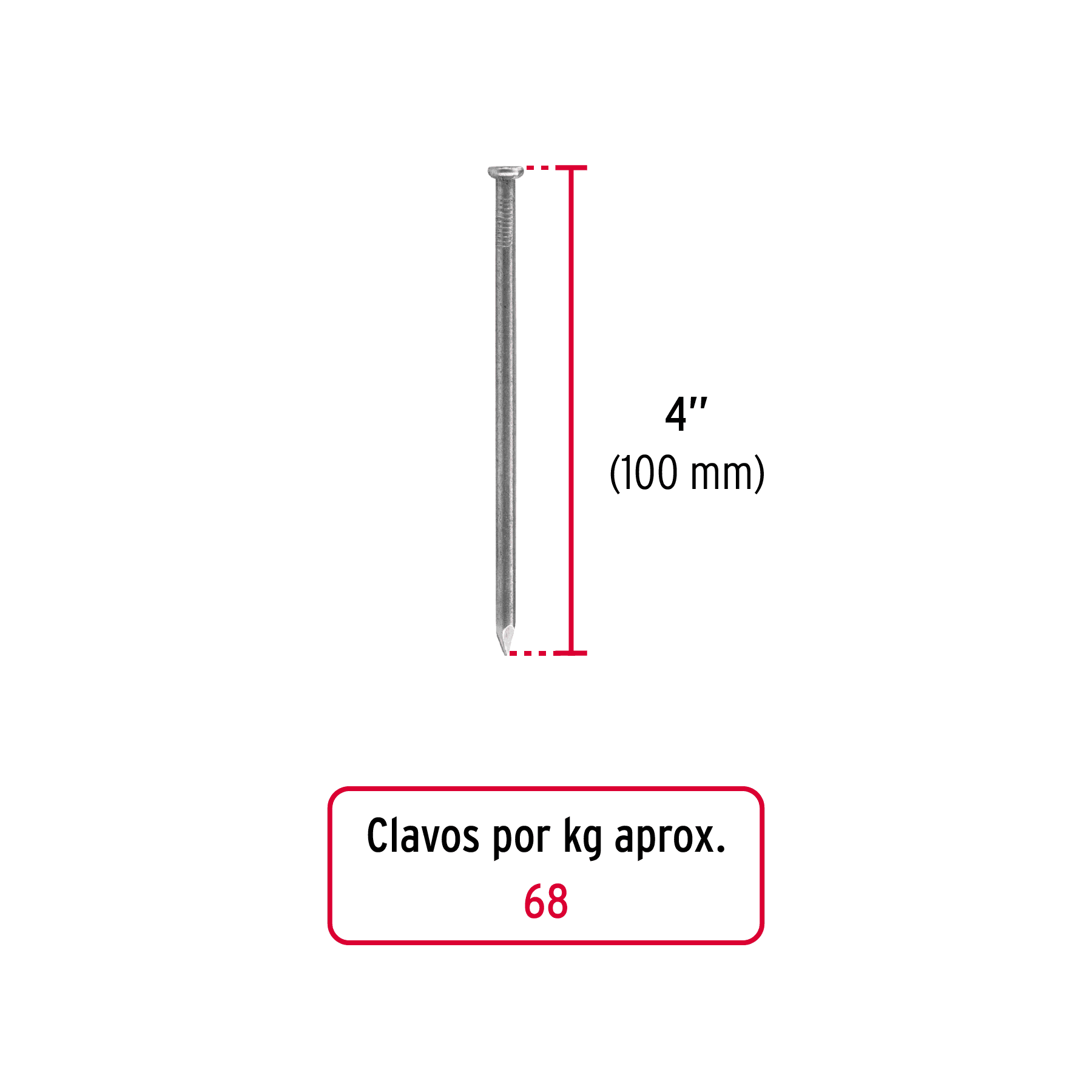 CLAVO CON CABEZA 4" X KG CLE-4 44156