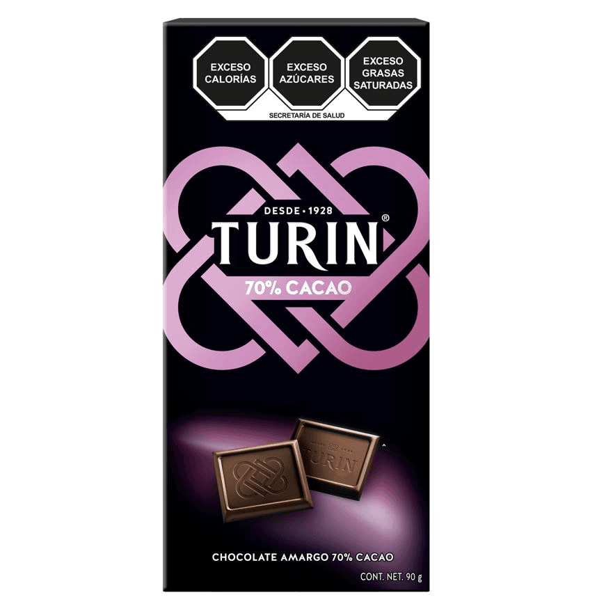 Turin Chocolate 70% Cacao Tablilla 90 G