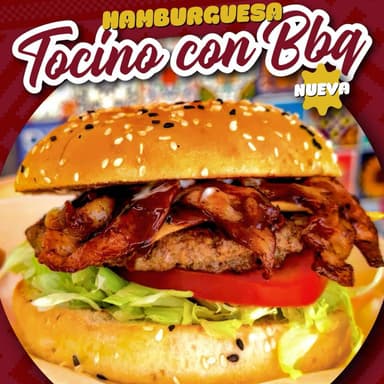 hamburguesa Tocino y Bbq