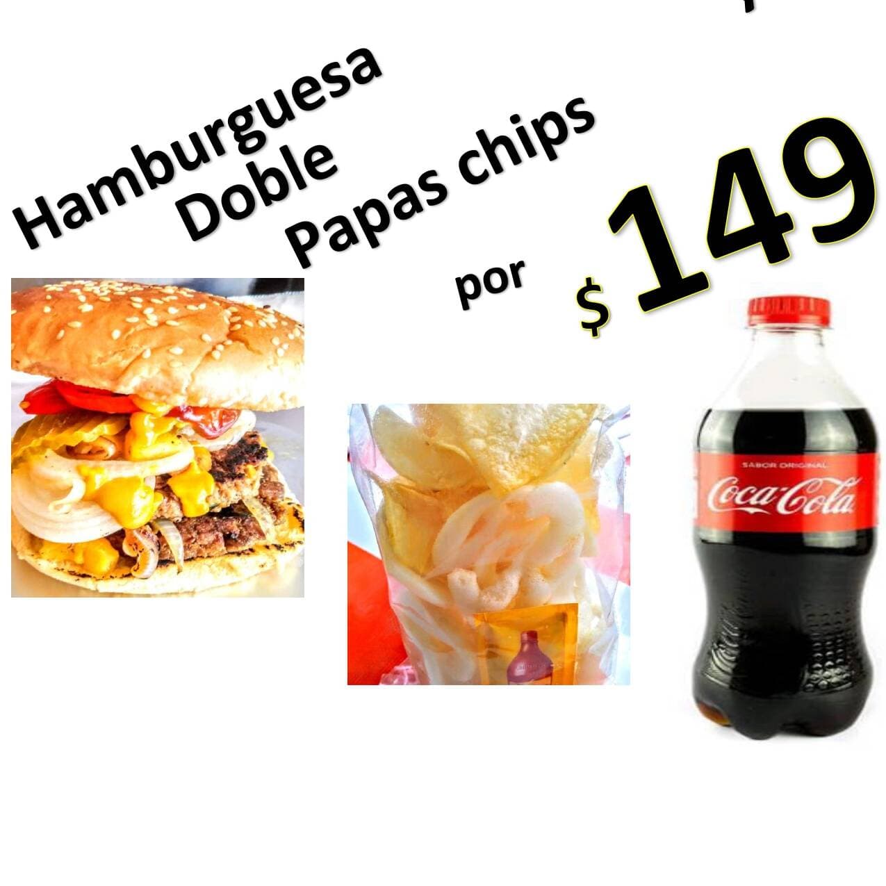 Hamburguesa Doble con Papas y Refresco