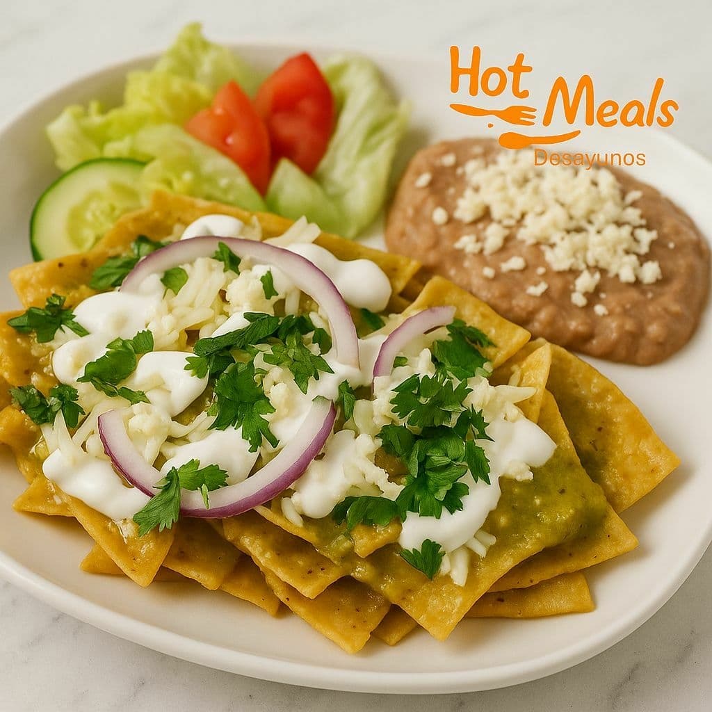 Chilaquiles Verdes con Queso y Crema.