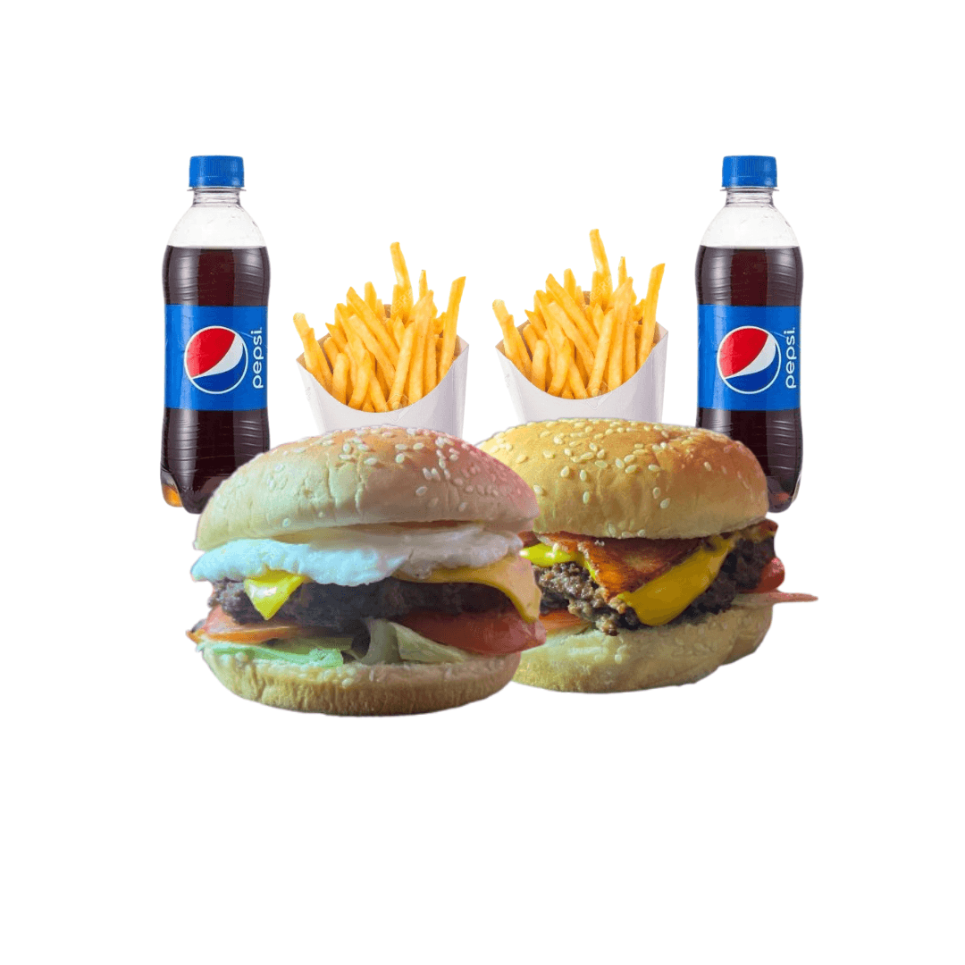 Burguer Bacon + Burguer Royal + 2 Pepsis
