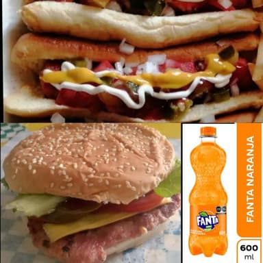 Hamburguesa Sencilla+2 Hot Dog Sencillos+Refresco
