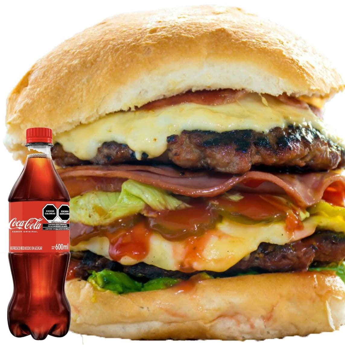 Combo Coca-Cola Hamburguesa Doble, Papas y Refresco
