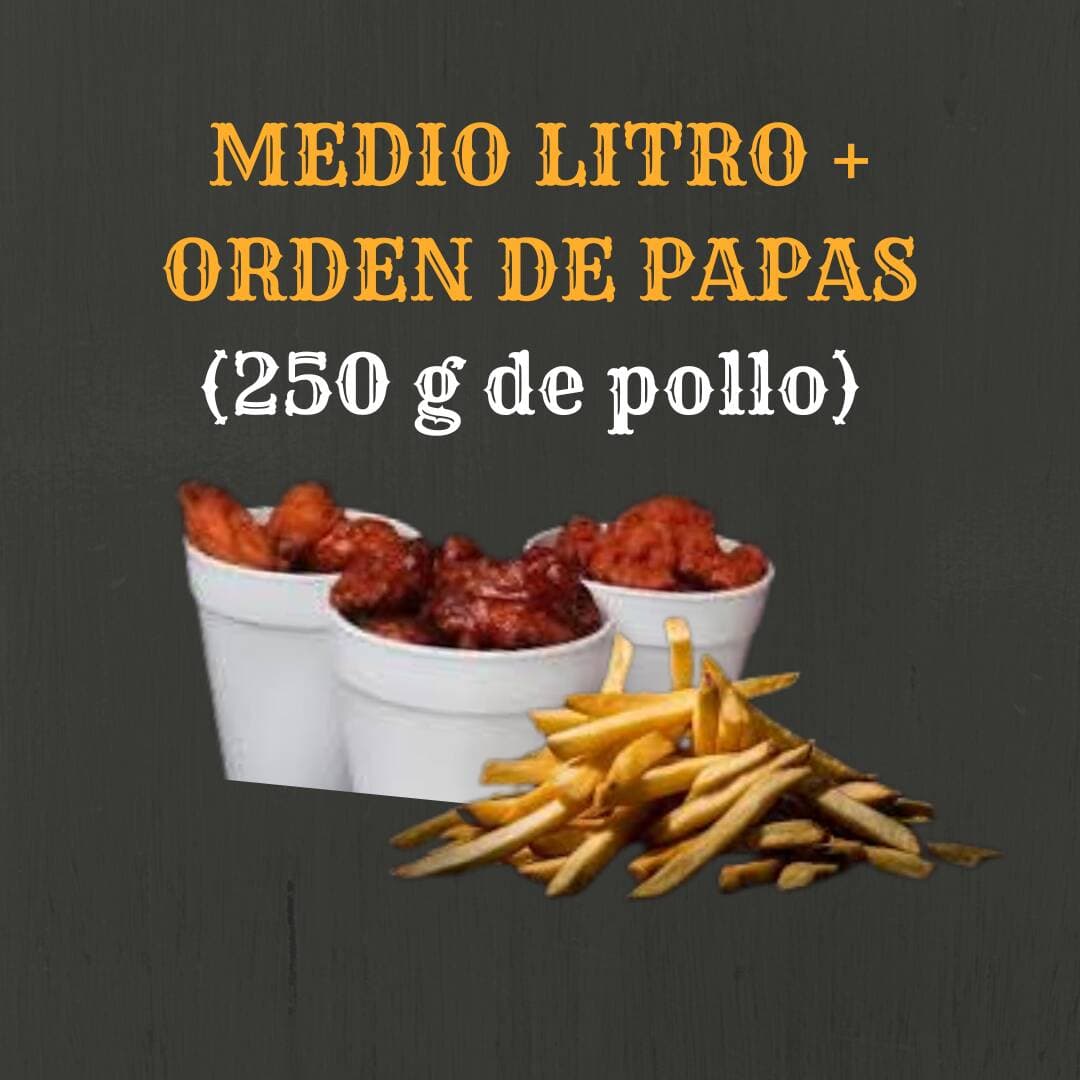 MEDIO LITRO BBQ + PAPAS
