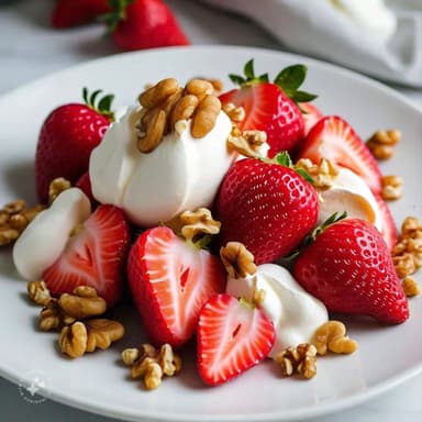 fresas con crema y nuez