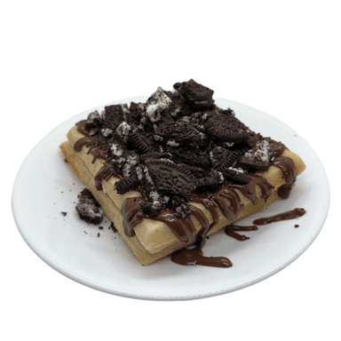 Waffle de nutella con oreo