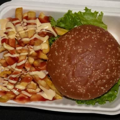 Hamburguesa con Jamón y Queso con Papas