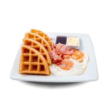 Waffle con Huevos y Tocino.