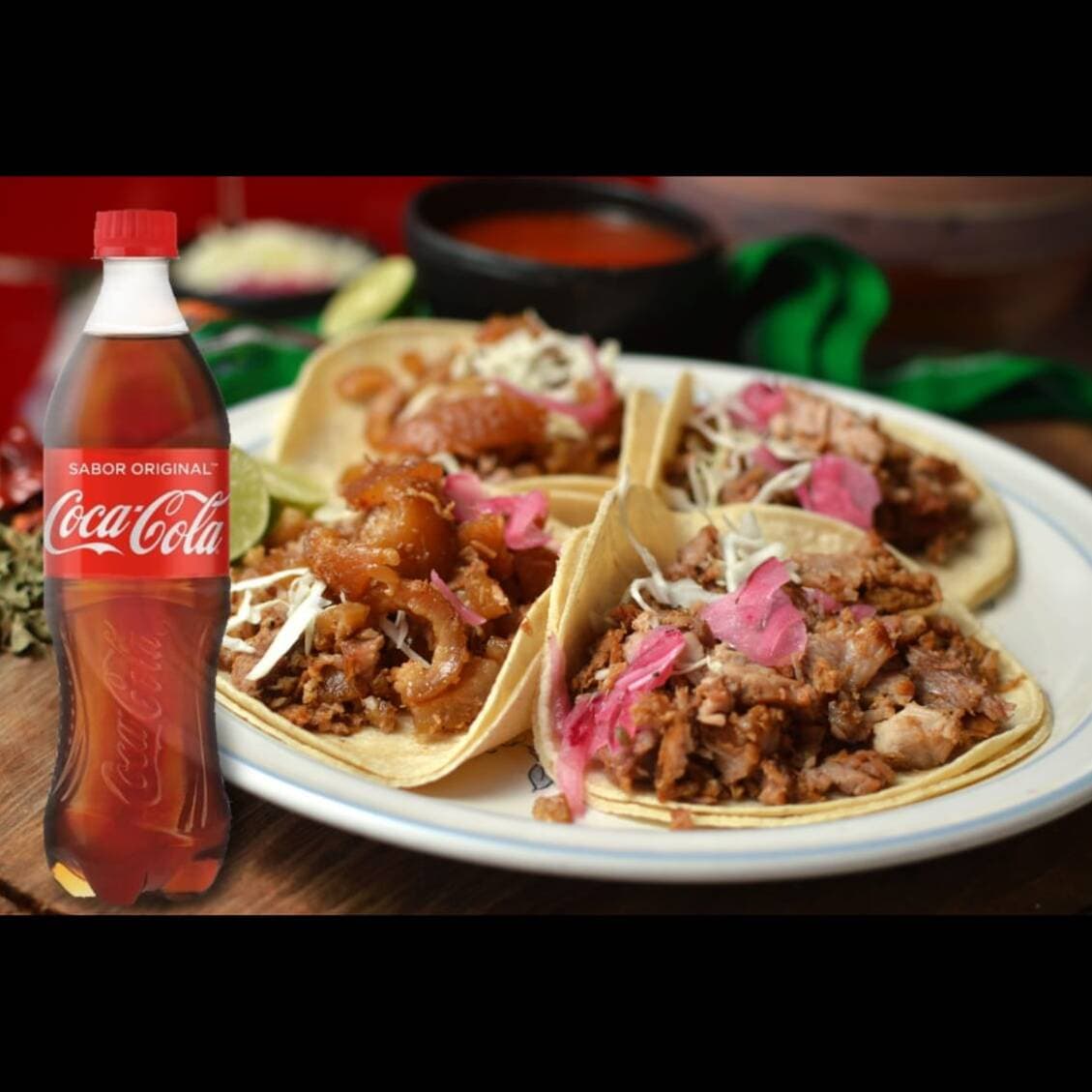 4 Tacos + Coca Cola 600 ML.