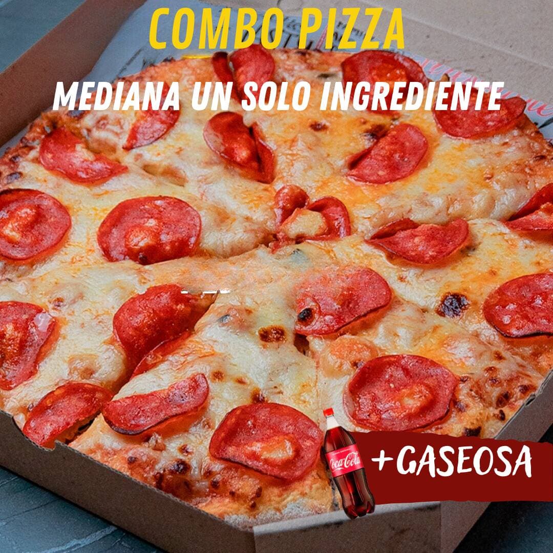 COMBO PIZZA MEDIANA CON UN INGREDIENTE + GASEOSA