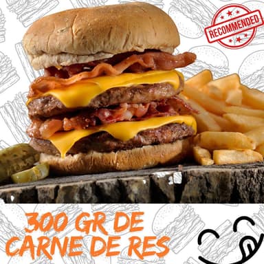 Hamburguesa Doble Carne de Res Premium y Papas Fra