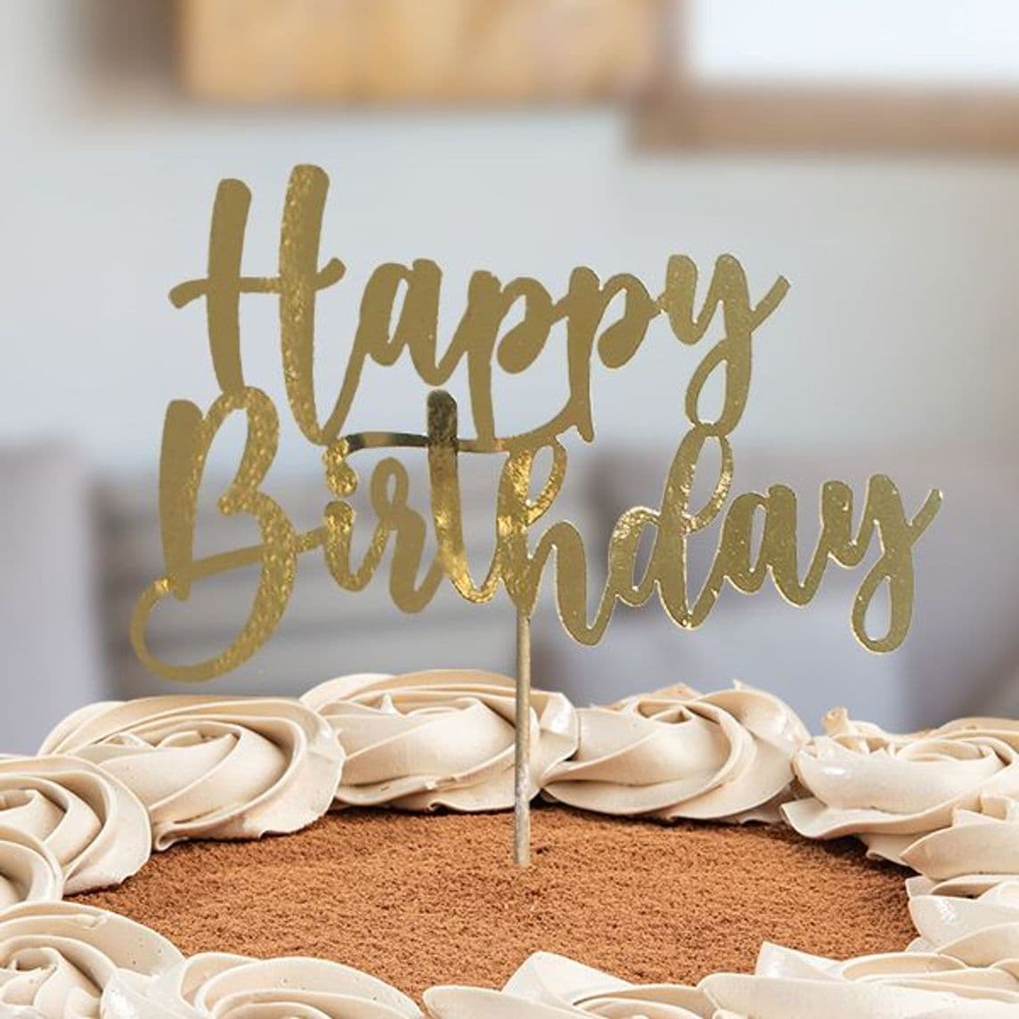 Cake Topper Happy Birthday Dorado