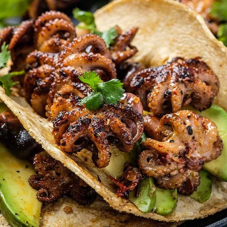 Orden tacos de Pulpo al Mojo con Queso