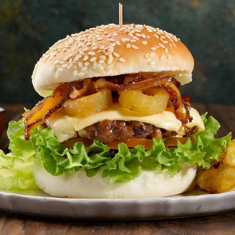 Hamburguesa Hawaian(INCLUYE PAPAS)