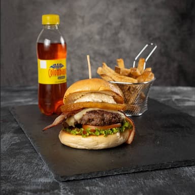 😍Burger Pasión + Papas + Gaseosa 250 Ml