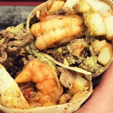 Burrito Arrachera y Camarones