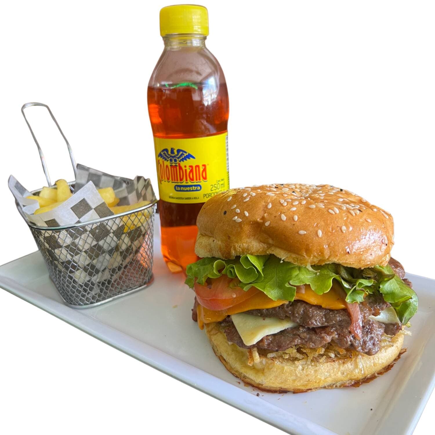 Hamburguesa Doble Carne 100% + Papitas y Gaseosa!