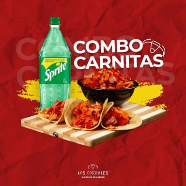 Combo Carnitas 1 Kgs Refresco Sabor 1.5 Tortillas