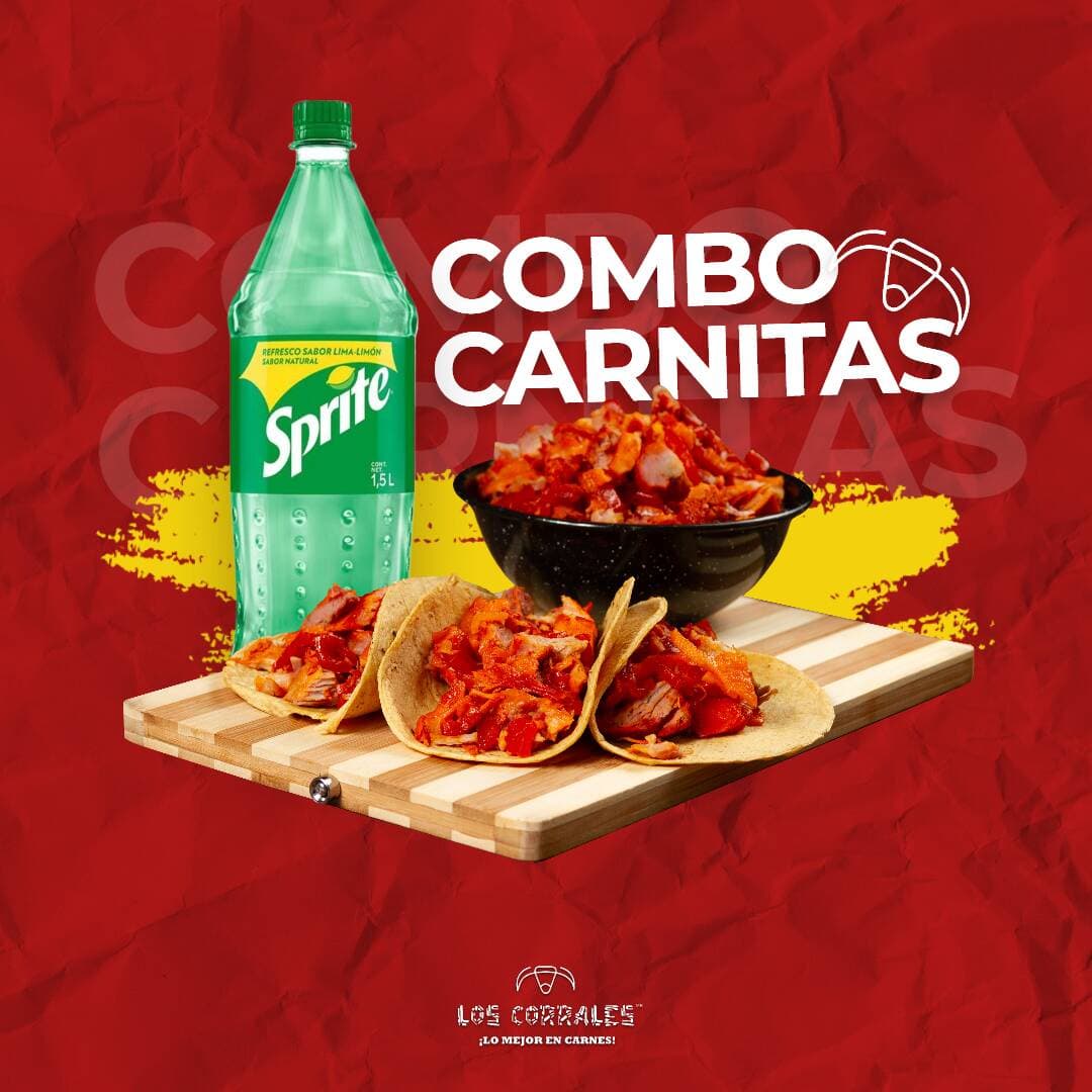 Combo Carnitas 1 Kgs Refresco Sabor 1.5 Tortillas