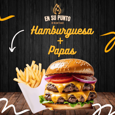 Hamburguesa + Papas Fritas