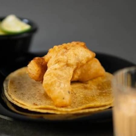 Trio de Tacos de Camarón Capeado