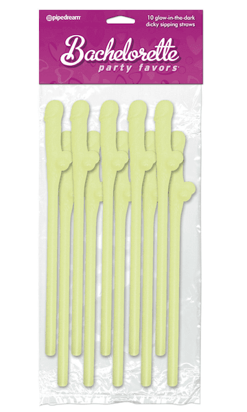 B.P. FAVORS 10 GLOW-IN-THE-DARK PECKER STRAWS