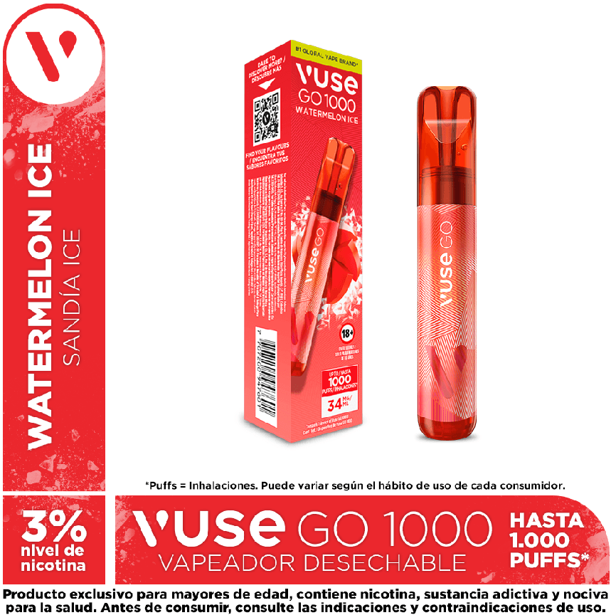 Vuse go 1000 watermelon ice 3.1 v-pro 34 mg/ml