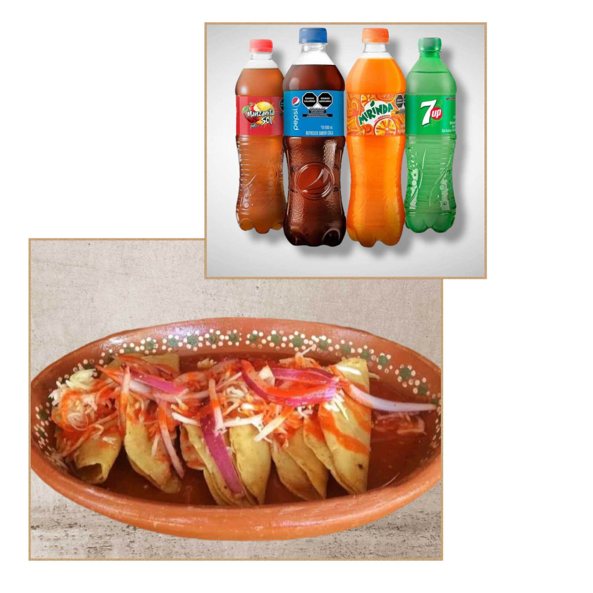 5 Tacos Dorados sencillos+ Bebida