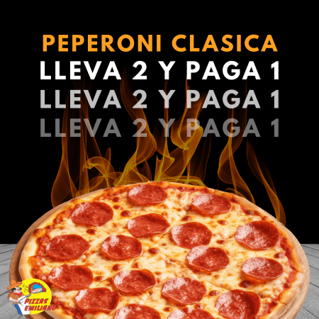 Lleva 2 y Paga 1 Pizza Pepperoni Clásica Familiar