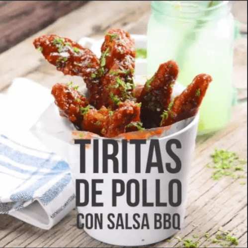10 Tiritas de Pollo Bañadas en Salsa Bbq