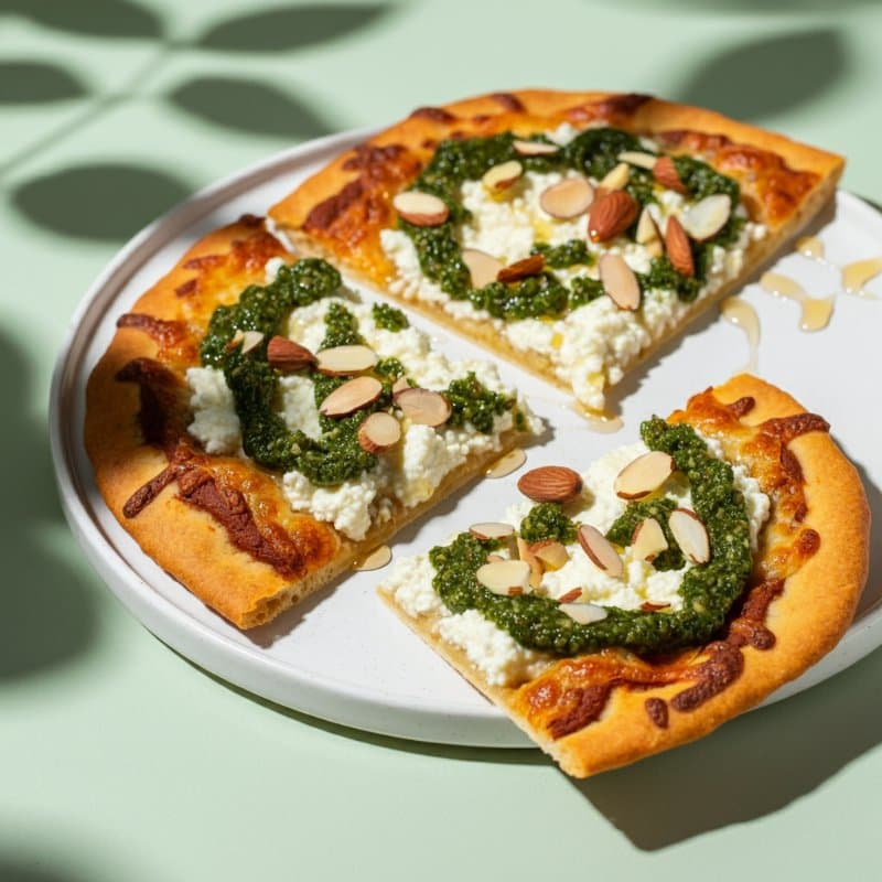 Pizza de Burrata y Pesto