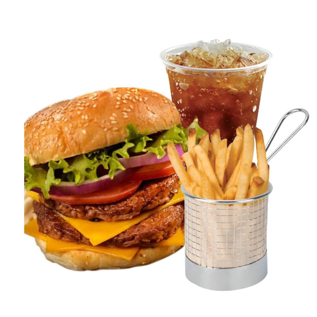 Hamburguesa doble + papas + Mr Tea -
