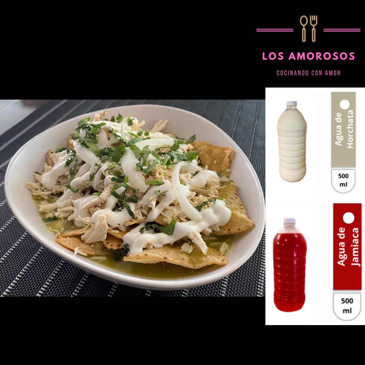 Combo de Chilaquiles con Pollo + Agua de Sabor