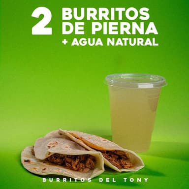 Combo 2 Burritos de Pierna + Agua Natural