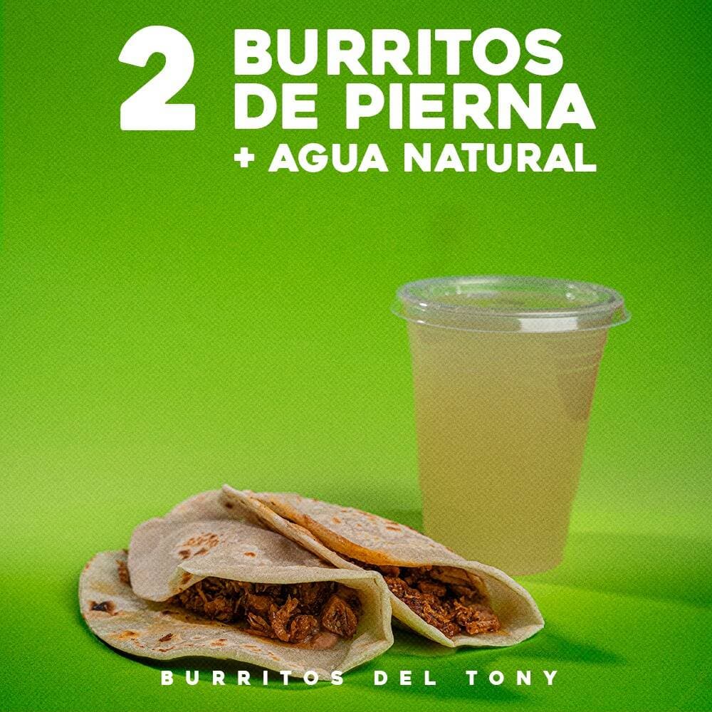 Combo 2 Burritos de Pierna + Agua Natural
