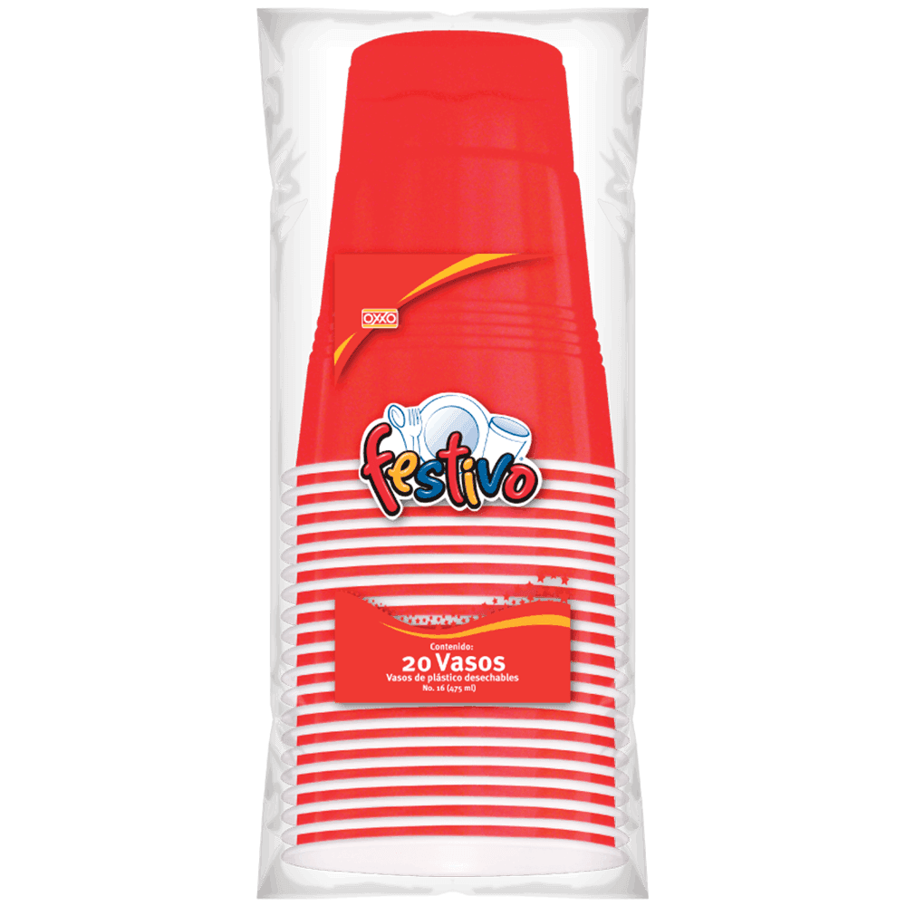 VASOS DE PLASTICO DESECHABLES FESTIVO BOLSA N? 16