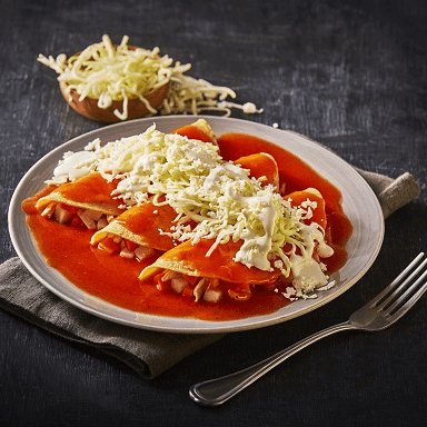 ENCHILADAS ROJAS CON JAMON