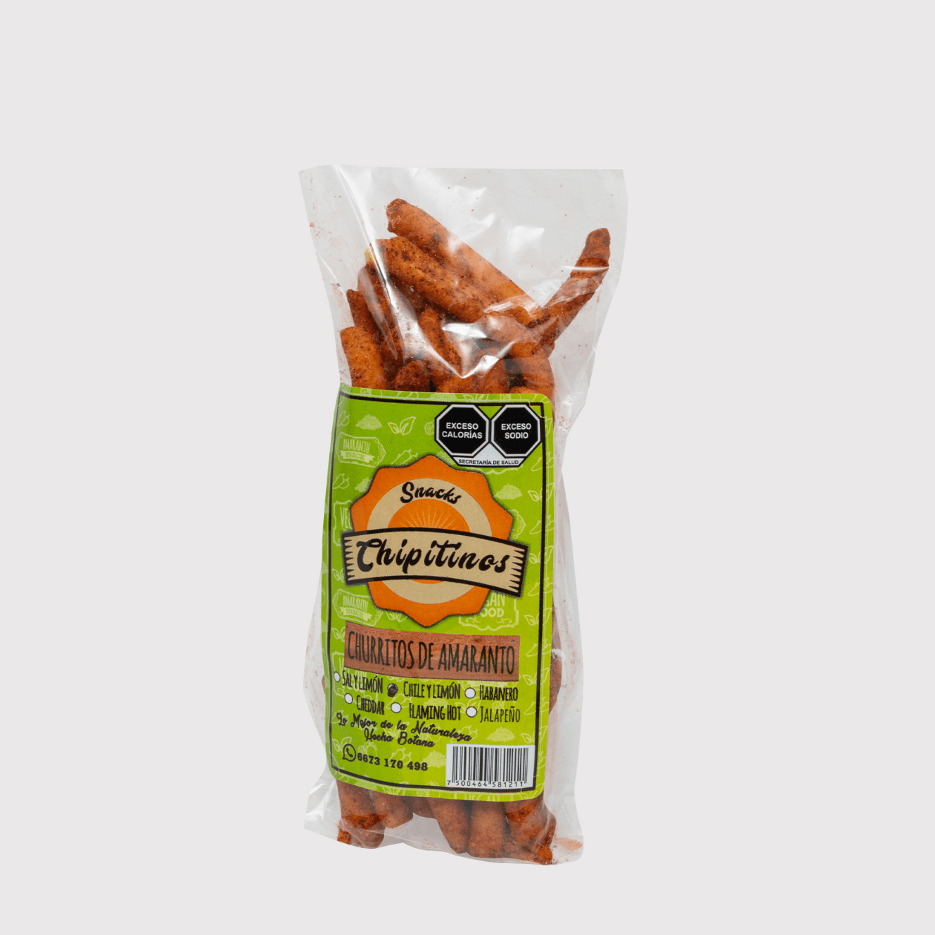 Churrito de Amaranto Chile y Limón 80 gr