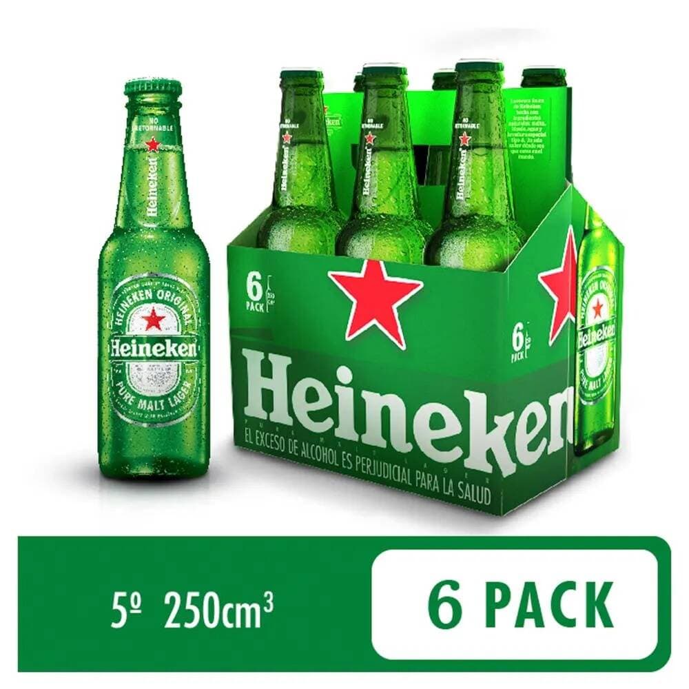 Heineken six pack 250  Botella ml