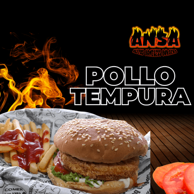 BURGER DE POLLO ESTILO TEMPURA