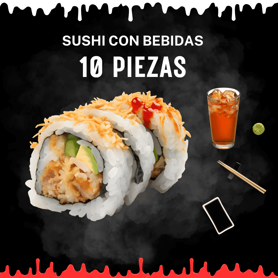 🐙10 PIEZAS ROLLO CALAMARES EMPANIZADOS + TÈ FRIO