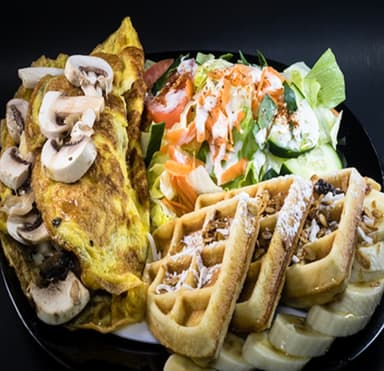 Waffles+Omelett Champiñón