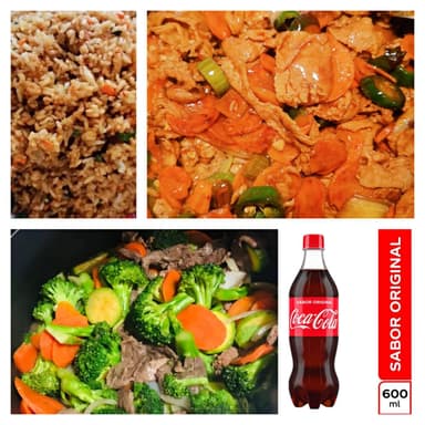 Carnes Picoso y Brócoli con Bistec,600ml（辣肉+菜花+可乐）