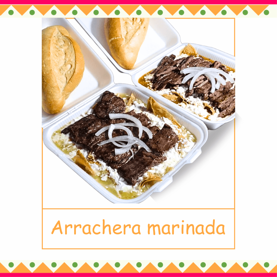 Chilaquiles con Arrachera Entera y Huevo