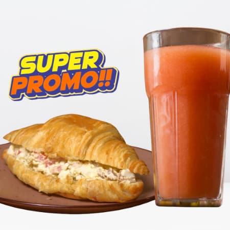 PROMO Croissant tocino + jugo de papaya