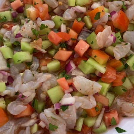 Litro de ceviche de camarón crudo