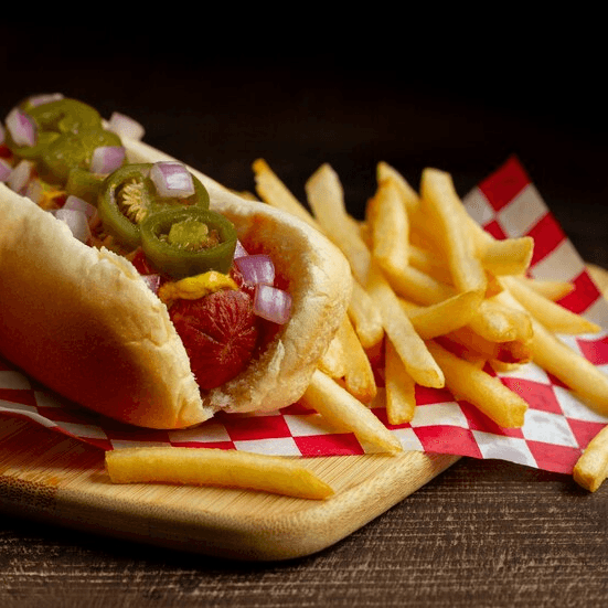 2 x 1 hot dog supreme con papas
