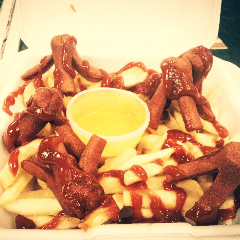 Salchipulpos con papas